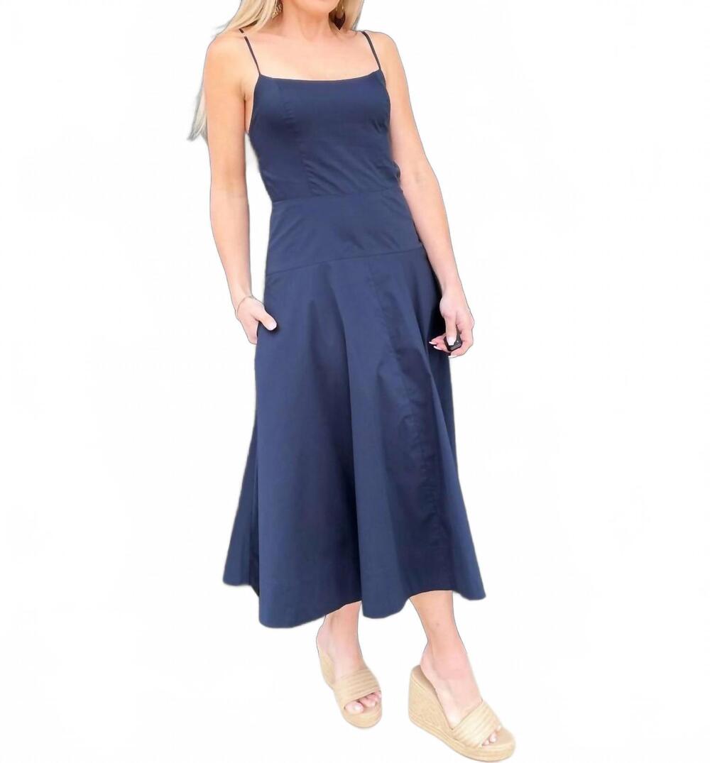 NEW NIA fit and flare midi dress in navy